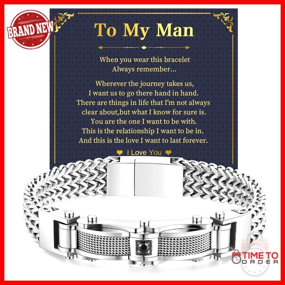 Stainless Steel Chunky Cuban Link Bracelet for Men 8.66 Inch Wristband
